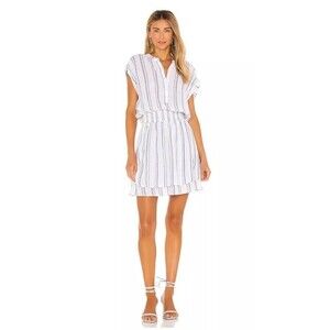 Rails Angelina Smocked Waist Mini Dress Summer Linen Stripe Casual $198 Sz M